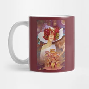 Art Deco Style Girl Fantastic Fungi and Magical Mushrooms Mug